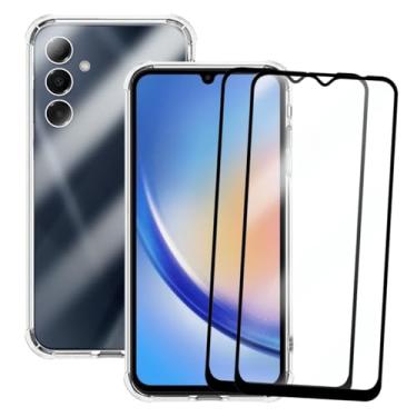 Imagem de Capa Capinha Case Anti Shock Slim Compatível Samsung Galaxy A34 e 2 Pelicula de Vidro 3d Cobre Toda Tela