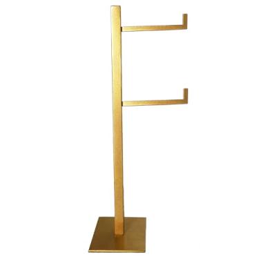 Imagem de Papeleira Quadrada De Chão Dourada C/Reserva Inox 304