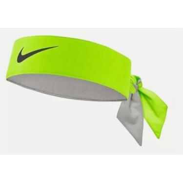 Imagem de Nike Gravata esportiva Dri-Fit Premium Swoosh, macia e absorvente de suor/unissex (Volt/Off Noir)