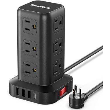Imagem de Extension Cord with Multiple Outlets, Surge Protector Power Strip Tower, 12 AC 4 USB (1 USB C)，Mini Power Strip with USB Ports, Surge Protector Tower 6.5FT Overload Protection for Home Office