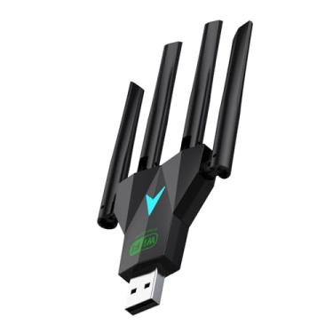 Imagem de Adaptador WiFi USB sem fio para PC, laptop, adaptador WiFi de quatro antenas 5G/2,4G de 1300 Mbps para computador e PC