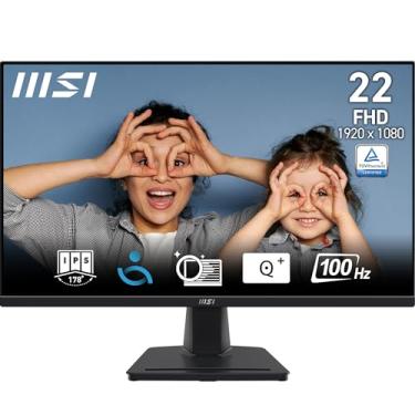 Imagem de MSI PRO MP225, 21,5 polegadas (54,61 cm), painel IPS, Full HD 1920 x 1080, 100 Hz, preto, tela agradável aos olhos, monitor de inclinação ajustável, HDMI, monitor D-Sub (VGA)