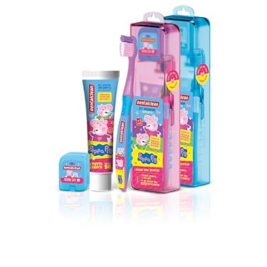 Imagem de Dentalclean Kit Infantil - Escova Extra Macia - Gel Dental 50g Com Flúor - Fio Dental 20m - Estojo Sortido, Peppa Pig