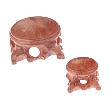Imagem de Kokiya 2x Base de suporte de exibição de madeira, esfera de esfera de esferas de bola artesanato pequeno orbo de orbo de orbo para decoração de pedra de bola