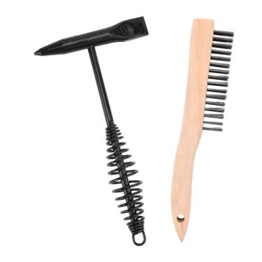 Imagem de Martelo de Soldadura com Cabo de Mola, Escova de Fio de Aço de Soldadura de 28 cm para Limpeza Remoção de Escória e Resíduos de Soldadura