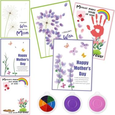 Imagem de Motipuns 30 kits de artesanato de impressão à mão para o Dia das Mães, cartões comemorativos com 3 almofadas de tinta grandes, presentes felizes para o dia das mães para atividades domingos em casa