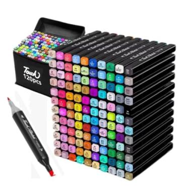 Imagem de Estojo 120 Canetas Marcador para Colorir - Conjunto Canetinha Profissional Tiktok Marcadora Permanente de Ponta Dupla Cores diferenciadas -Tampas Codificadas - Linha Premium (120 Cores)