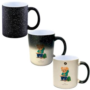 Imagem de Caneca Mágica Glitter Muda de Cor Porcelana 325ml - URSO TEDDY NERD ESTUDANTE