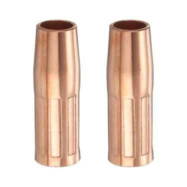 Imagem de HARFINGTON 2 peças de bocal de pistola de solda Mig 1/5.1 cm orifício 21-50 bocal de pistola de soldagem a gás cobre niquelado acessório para pistola de solda 100L/Tweco Mini/#1 Mig
