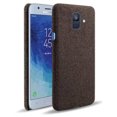 Imagem de Capa para Samsung Galaxy A6 Plus 2018,Capa desenhada em lona,Case Protetora Ultrafina com Empunhadura Macia,Design em Tecido Antichoque e Antiarranhões-Brown