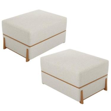 Imagem de Kit 02 Puffs Decorativo Retangular Para Sala de Estar Domus L02 Linho 
