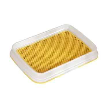 Imagem de ＡＷＨＡＯ Cão banheiro vaso sanitário de pet titular titular de cachorro de cachorro salpico para folhas de areia de treinamento malha de malha de bandeja de, Amarelo