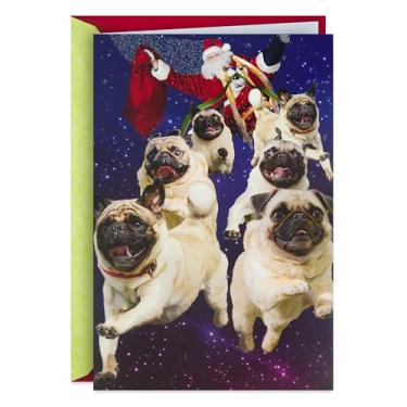 Imagem de Hallmark Cartão de Natal musical para a família (Papai Noel e pugs voadores)