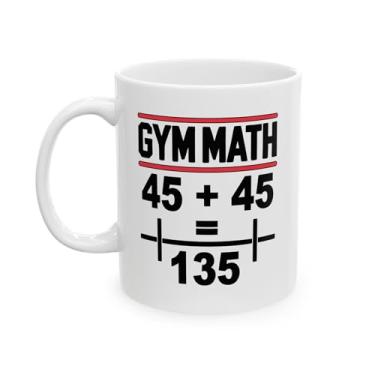 Imagem de Caneca de matemática de ginástica, xícara de café divertida para levantamento de peso, presente de fitness com barra, presente de humor de treino, treinador de cerâmica para levantador de peso