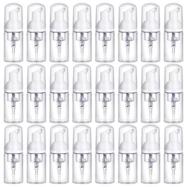 Imagem de HNYYZL Pacote com 24 frascos de espuma recarregáveis de 30 ml de 30 ml – Dispensadores de espuma portáteis tamanho viagem para desinfetante de mãos, sabonete, loção e xampu (plástico transparente)