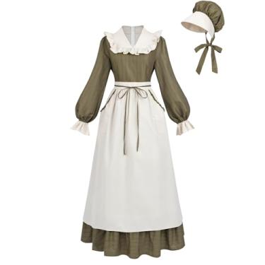 Imagem de NSPSTT Vestido pradaria feminino pioneiro fantasia feminina pioneira plus size, tamanho GG