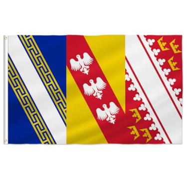 Imagem de PTEROSAUR Bandeira da França Grand Est, bandeiras com ilhós de latão, decoração interna e externa (Grand Est, 2 x 3 pés)