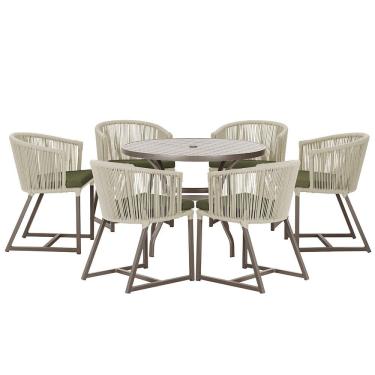 Imagem de Mesa com 6 Cadeiras de Jantar Roma 120cm e Noronha em Alumínio