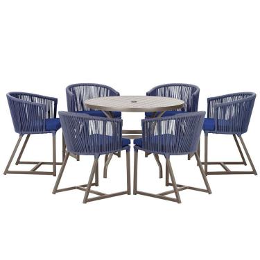 Imagem de Mesa com 6 Cadeiras de Jantar Roma 120cm e Noronha em Alumínio