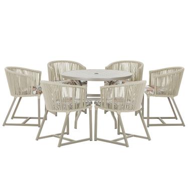 Imagem de Mesa com 6 Cadeiras de Jantar Roma 120cm e Noronha em Alumínio