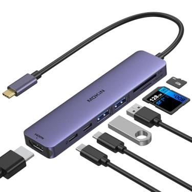 Imagem de Adaptador HDMI USB C Hub para MacBook Pro/Air, MOKiN 7 em 1 USB C Dongle com HDMI, leitor de cartão SD/TF, porta de dados USB C, PD de 100 W e 2 USB 3.0 compatível com MacBook Pro/Air, Dell XPS,