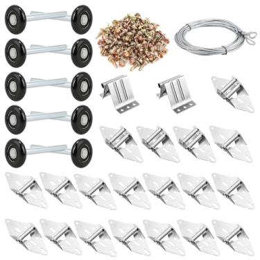Imagem de Lounsweer Conjunto de dobradiças de rolo de porta de garagem 117 peças de reposição de corda de fio de parafuso de nylon rodas de garagem silenciosas de alta carga 6200RS kit de ajuste de hardware de
