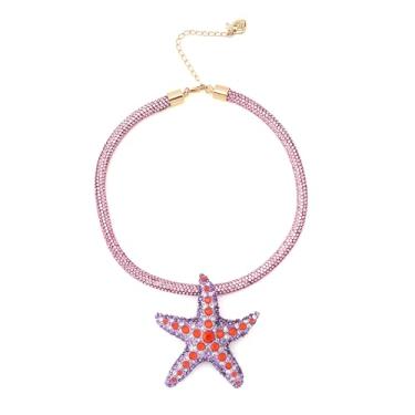 Imagem de Betsey Johnson Colar feminino de corda com pingente de estrela do mar, joias de sereia, One Size, Metal Vidro, Sem Pedra Preciosa