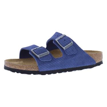 Imagem de Birkenstock Sapatos unissex Arizona BS Narrow tamanho 3, cor: veludo cotelê/azul oceano