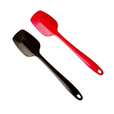 Imagem de Kit 2 Colher de Silicone Doces Confeitaria Cozinhar Não Risca o Antiaderente Espátula(Preta e Vermelha)