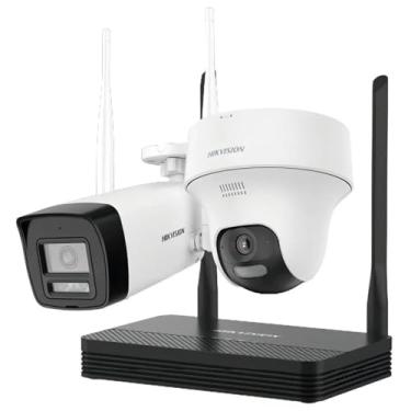 Imagem de Kit de Câmeras de segurança Wi-Fi com NVR 2 Câmeras 4MP Bullet + Torre, Áudio Bidirecional, Armazenamento Local até 512GB