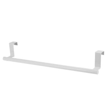 Imagem de 1/2 peças toalheiro sobre porta barra de toalha suporte pendurado aço inoxidável banheiro armário de cozinha branco preto toalha pano prateleira cabide, branco L, 1 peça