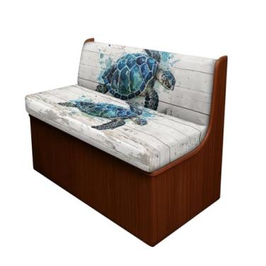 Imagem de Pirexcny Capas de almofada de tartarugas marinhas para trailer, capa de almofada elástica para sofá, painéis de madeira, 2 peças, 2 capas de sofá para namoradeira, decoração de interiores para