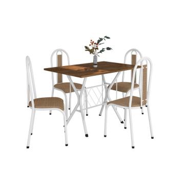Imagem de Conj Mesa Bruna 91Cm Com 4 Cadeiras 058 Tampo Em Madeira