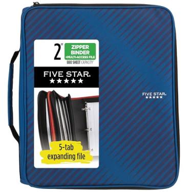 Imagem de Fichário com zíper Five Star 72534, com 3 anéis, capa expansível, azul
