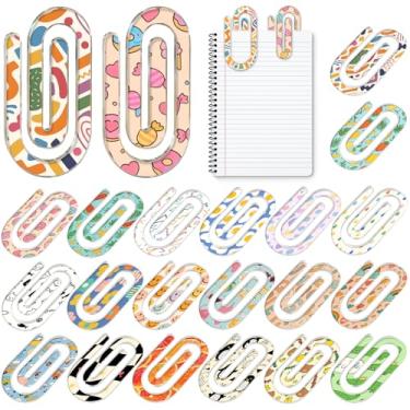 Imagem de Conjunto de clipes de papel decorativos de 20 peças, desenhos grandes de padrão colorido, 18 peças com caderno, material escolar de escritório