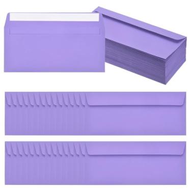 Imagem de PATIKIL Pacote com 100 envelopes de negócios roxo escuro nº 10, envelopes coloridos autoselados tamanho carta para convites de escritório de correspondência, 10 x 23 cm