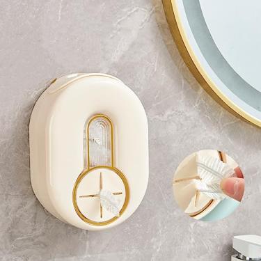 Imagem de Jrsoul He Fresh Keeping Film Store Container Organizador Com 100% De Filme Plástico Elástico, Montado Na Parede, Sem Furos, Caixa Armazenamento Para Touca Banho, Cozinha E Banheiro (Branco Cremoso)