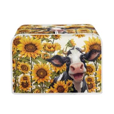 Imagem de Baxinh Capa Para Torradeira Com Estampa De Vaca Girassol Máquina Pão 4 Fatias, Protetor Anti-Impressão Digital Forno E Poeira, Pequeno Eletrodoméstico Cozinha