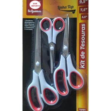 Imagem de Tesoura Profissional Corte Costura Artesanato Kit 3 Peças (TESOURA TECIDO CABO BRAN NR-69)