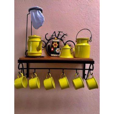 Imagem de Cantinho do café com kit bule amarelo em alumínio com caneca - Minas A