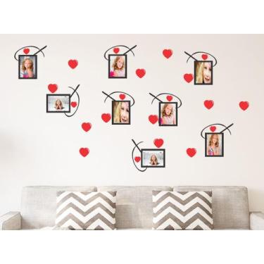 Imagem de Adesivo Decorativo de Sala, Quarto, Porta Retrato Com Corações Vermelh