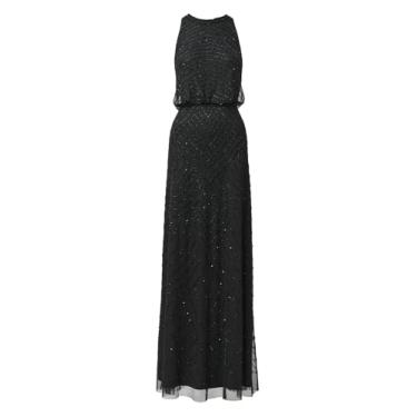 Imagem de Adrianna Papell Vestido feminino frente única com contas Art Déco, Preto/preto, 42
