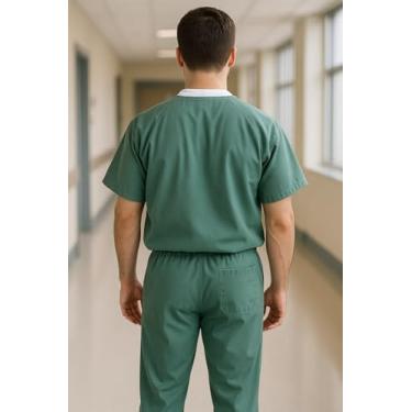 Imagem de Conjunto (pijama) cirúrgico privativo em brim (Azul Hospitalar, P)