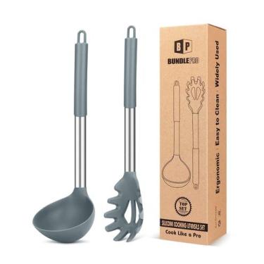 Imagem de Conjunto de garfos e conchas para macarrão, antiaderente, de silicone,