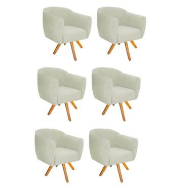 Imagem de Kit 06 Poltrona Cadeira Decorativa  Ludi Base Giratória Sala de Estar 