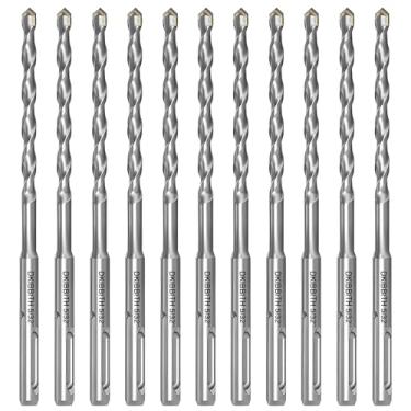 Imagem de DKIBBITH Conjunto de brocas de martelo rotativo de 10 peças 5/32 "sds plus, ponta de metal duro para perfurar concreto, cimento, porcelanato, vasos de cerâmica, tijolo de pedra, diâmetro 4 m