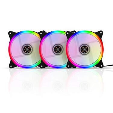 Imagem de Qudai Radiador de computador RGB Ventilador 12cm RGB Caixa Ventilador de resfriamento Caixa Cooler Mute Ventilador de refrigeração com luz RGB colorida não ajustável 3 ventiladores
