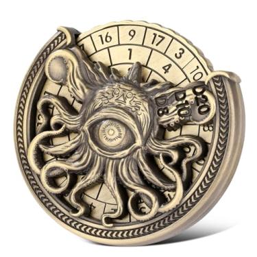 Imagem de Spinner DND Dice Set, 7-in-1 Metallic D&D Dice, One-Eyed Octopus Roulette Dice Spinner for DND Dice Set, D&D Gifts with Gift Box, Role Playing Game Board Game Accessories, Bronze
