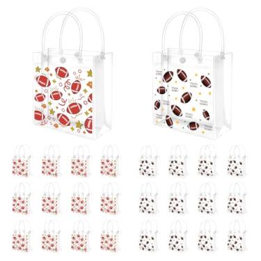 Imagem de Lebaley 24 peças de sacos transparentes de petiscos de futebol com alças - lembrancinhas de festa de futebol sacos de presente transparentes para festa de futebol americano sacos de guloseimas para