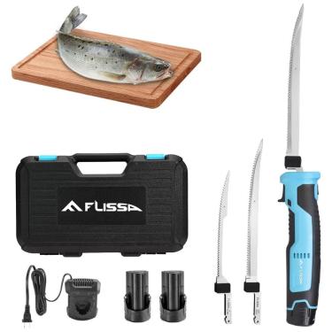 Imagem de Faca Elétrica Sem Fio FLISSA para Filé de Peixe com Lâminas de Aço Inoxidável, Faca Elétrica Recarregável com Cabo Antiderrapante